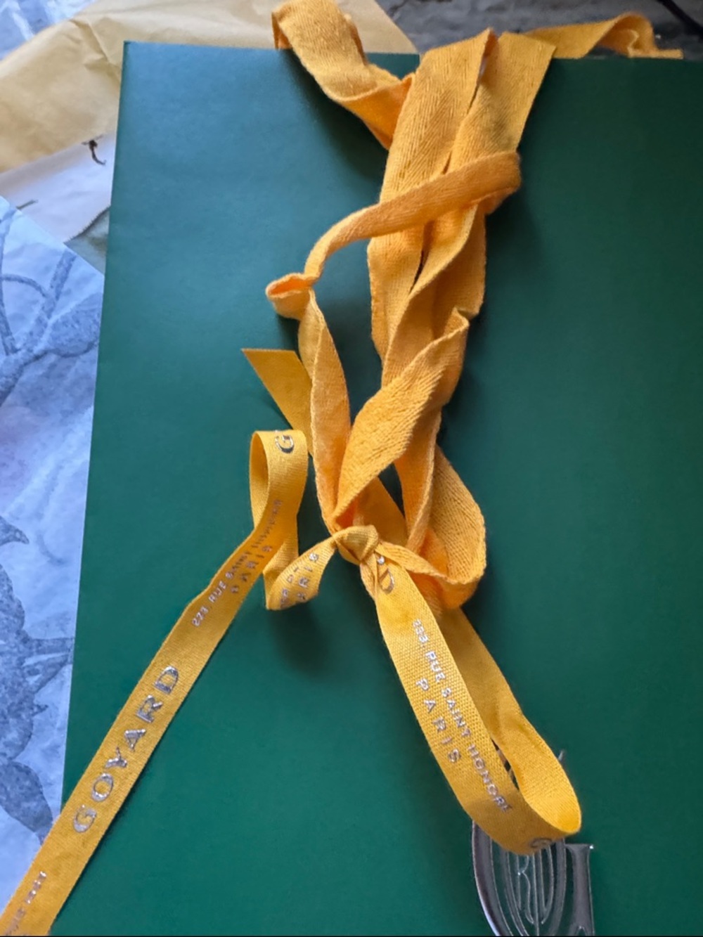 Goyard Green Gift Bag with Yellow Ribbon Accents - Picture 4 of 4